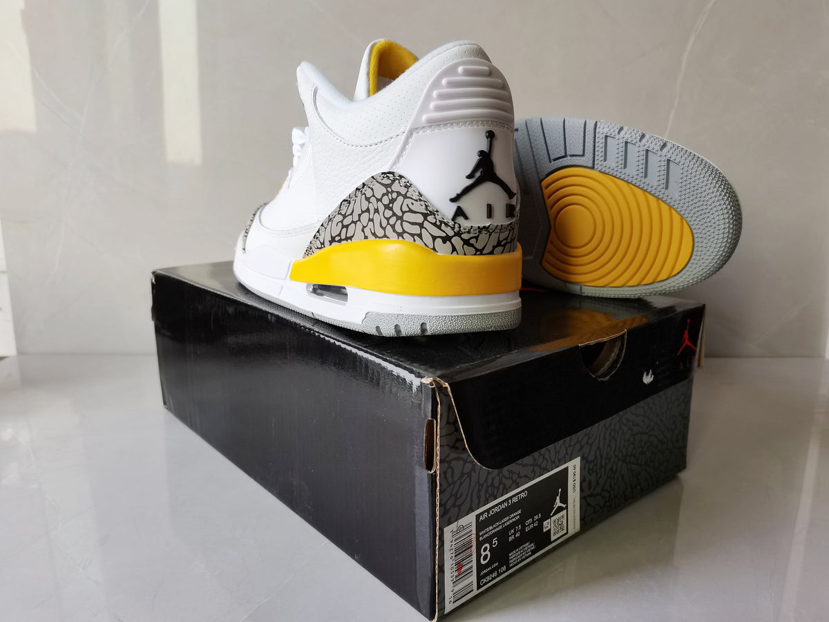 Air Jordan 3 Retro White Yellow Sneakers - product image from the listing.