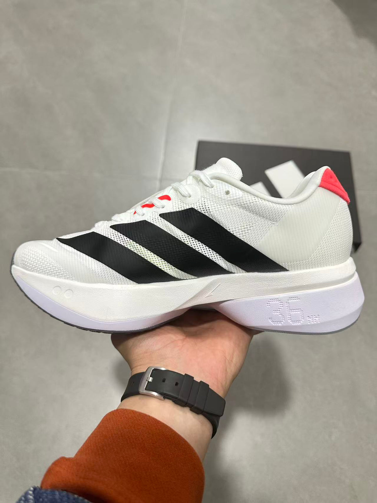 Adidas Lightstrike Pro Running Shoes in White Black Red - product image from the listing.