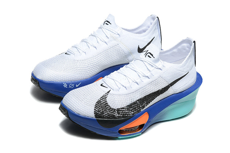 Nike ZoomX Running Shoes, in White Blue and Orange - product image from the listing.