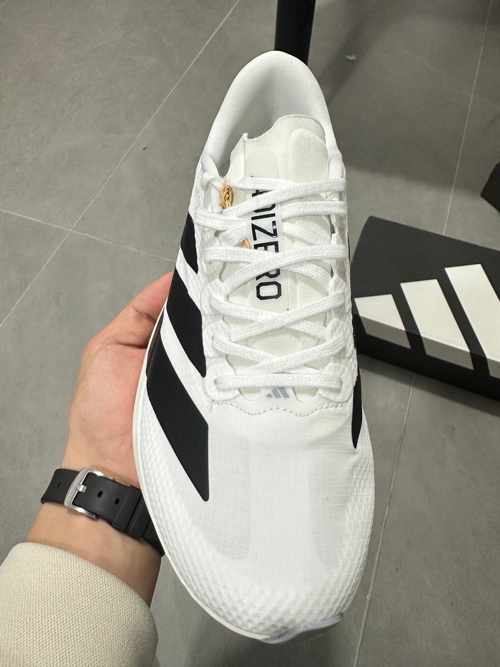 adidas Adizero Lightstrike Pro Running Shoes in White JR4736 - product image from the listing.