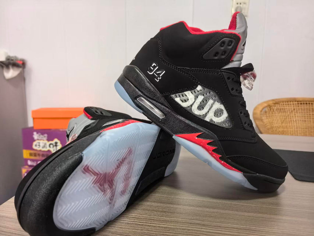 "Black Red" Air Jordan 5 Collaboration - product image from the listing.