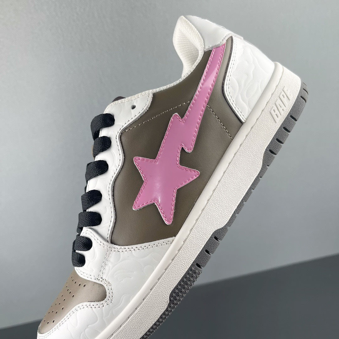 BAPE Sk8 Sta Low-Top Sneakers in White, in Taupe and Pink - product image from the listing.