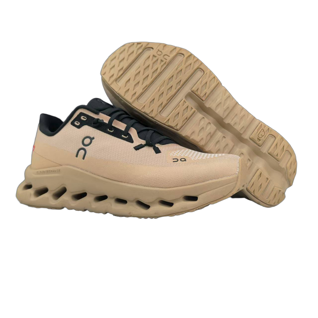 Beige and Black On Running Shoes - product image from the listing.