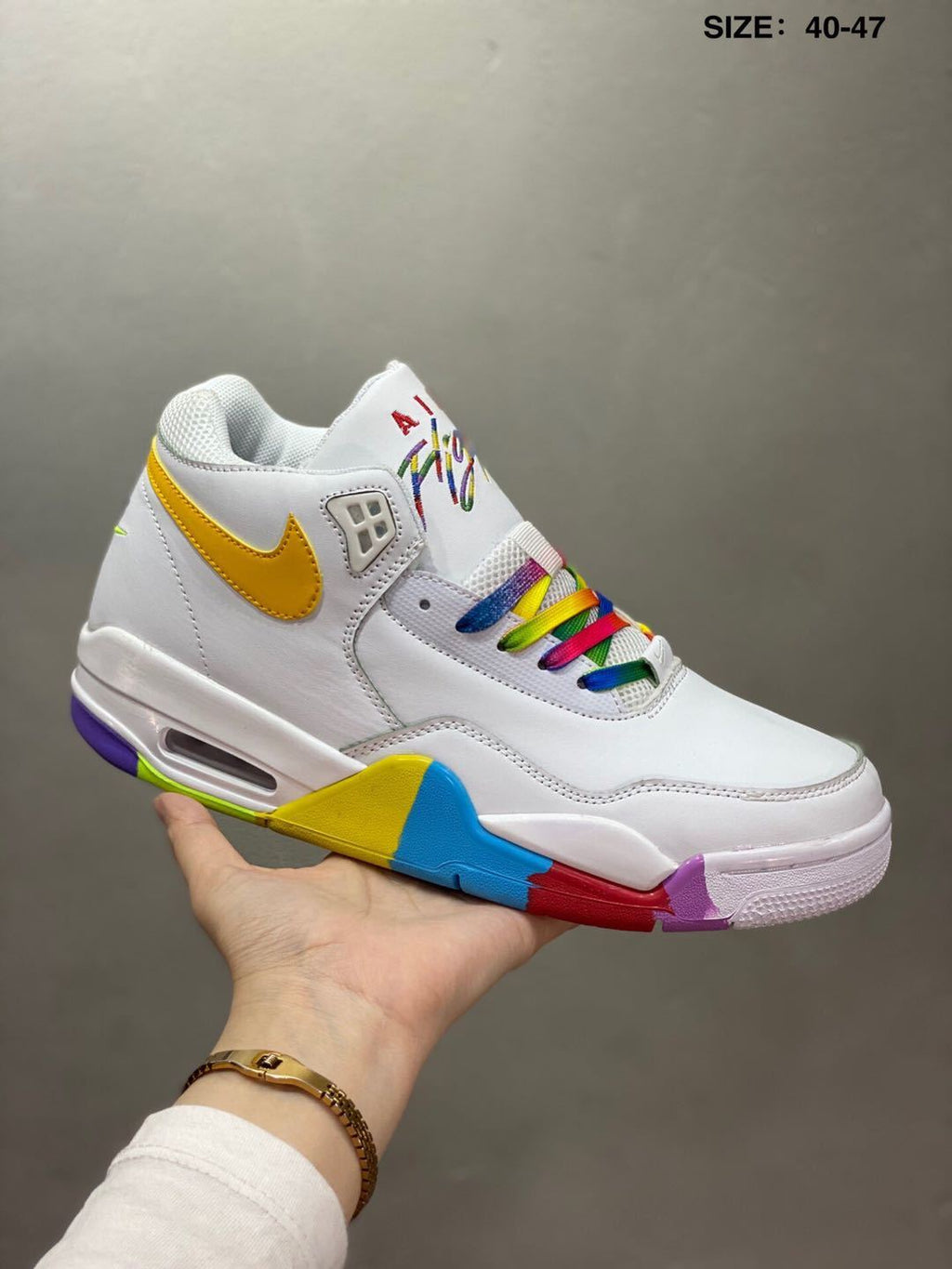 Nike Air Jordan 4 Sneakers in White Multicolor - product image from the listing.