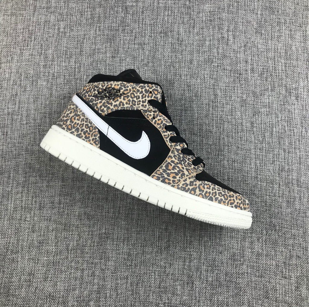 Leopard Print Sneakers - Air Jordan 1 Mid SE GS BQ6931-021 - product image from the listing.