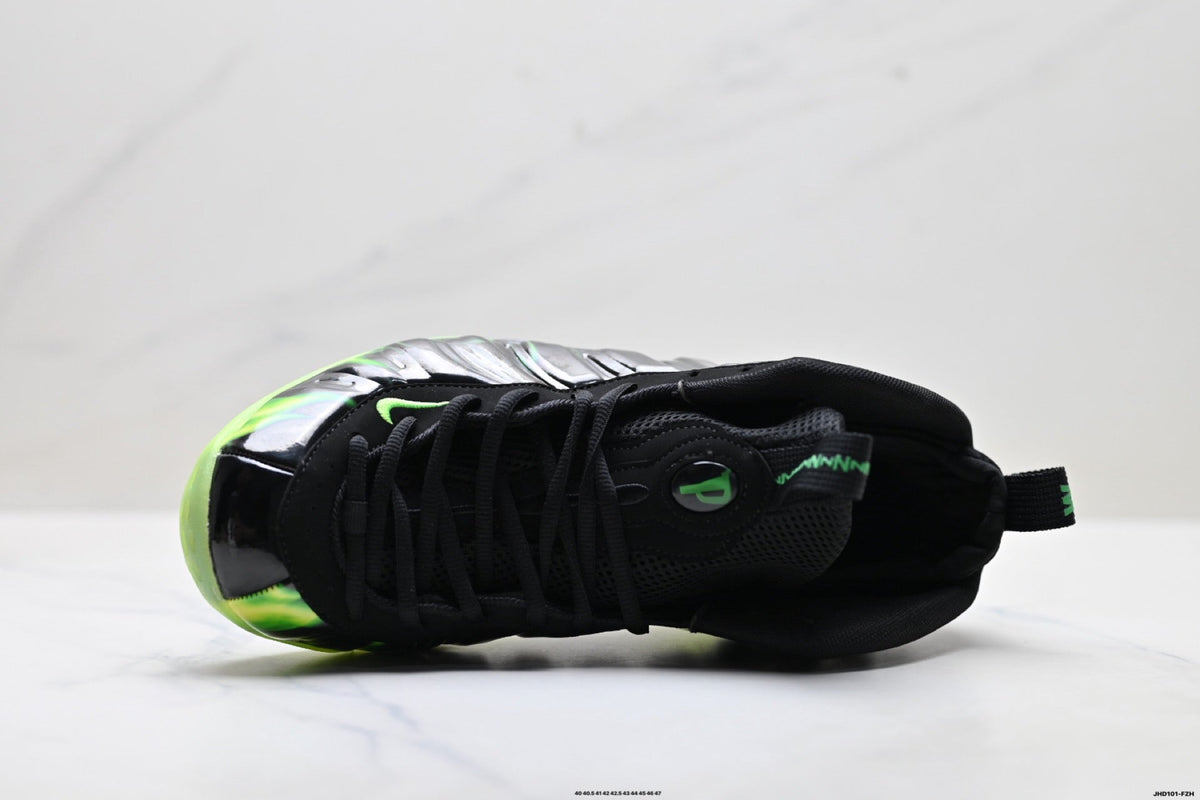 Nike Air Foamposite Huarache Basketball Sneakers in Black Green - product image from the listing.