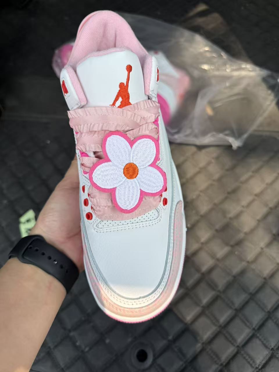 White/Pink Flower - Air Jordan 3 - product image from the listing.