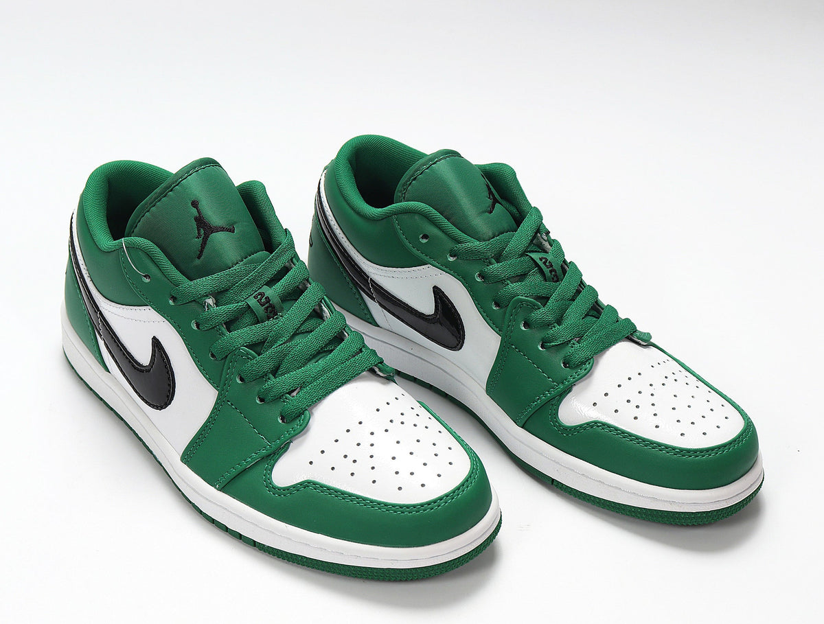 Air Jordan 1 Low White and Green Sneakers 553558-301 - product image from the listing.