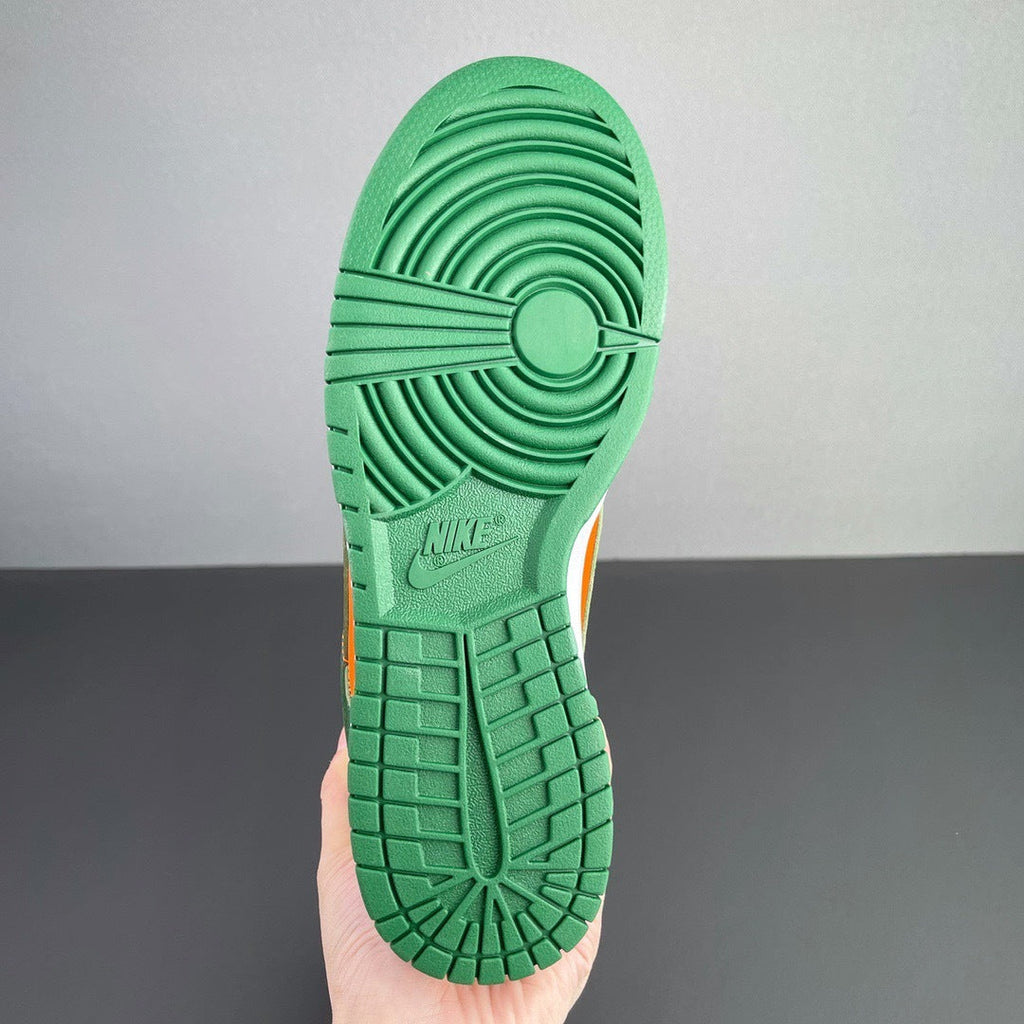 Nike Dunk Low Miami Hurricanes in Green and Orange DD1391-300 - product image from the listing.