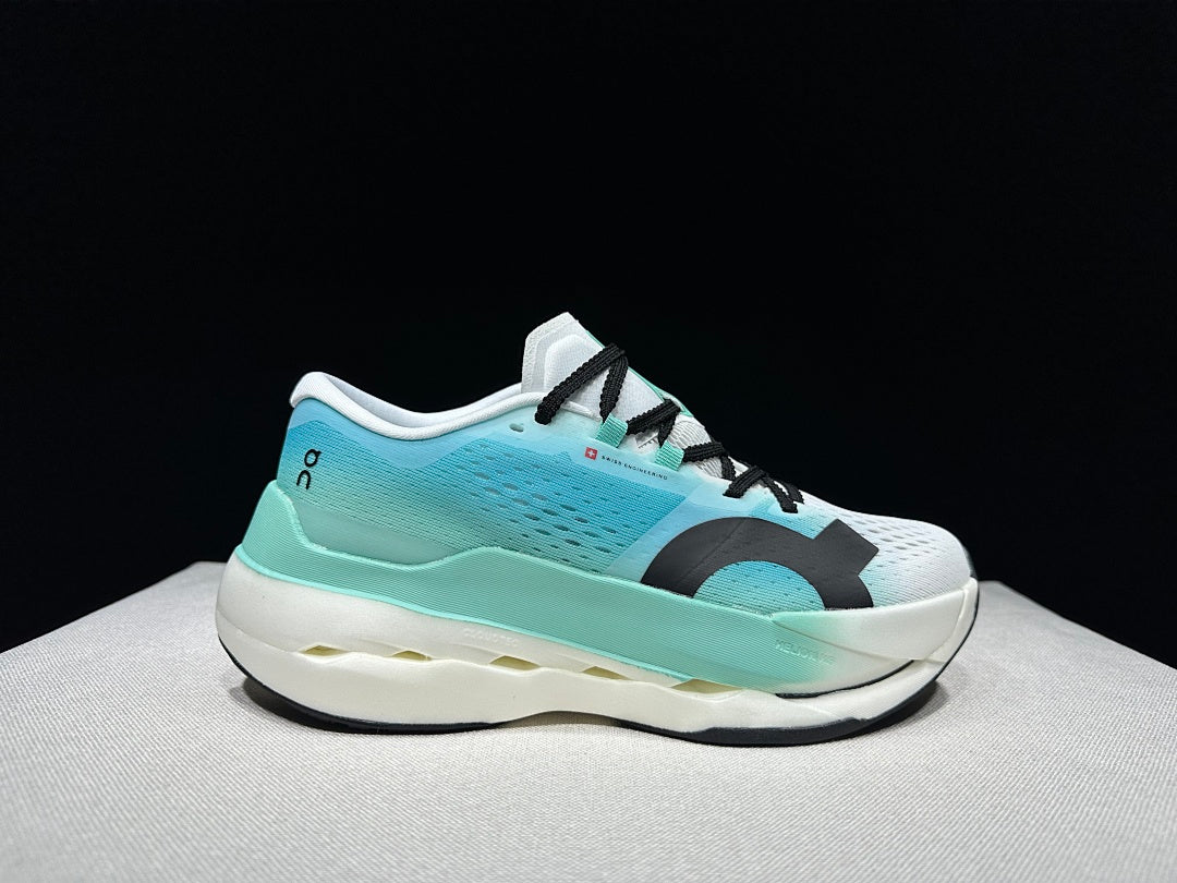 On Cloudboom Max Running Shoes, in White and Light Blue - product image from the listing.