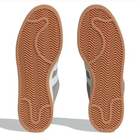 "Grey / White / Gum" adidas Campus Suede Sneakers - product image from the listing.
