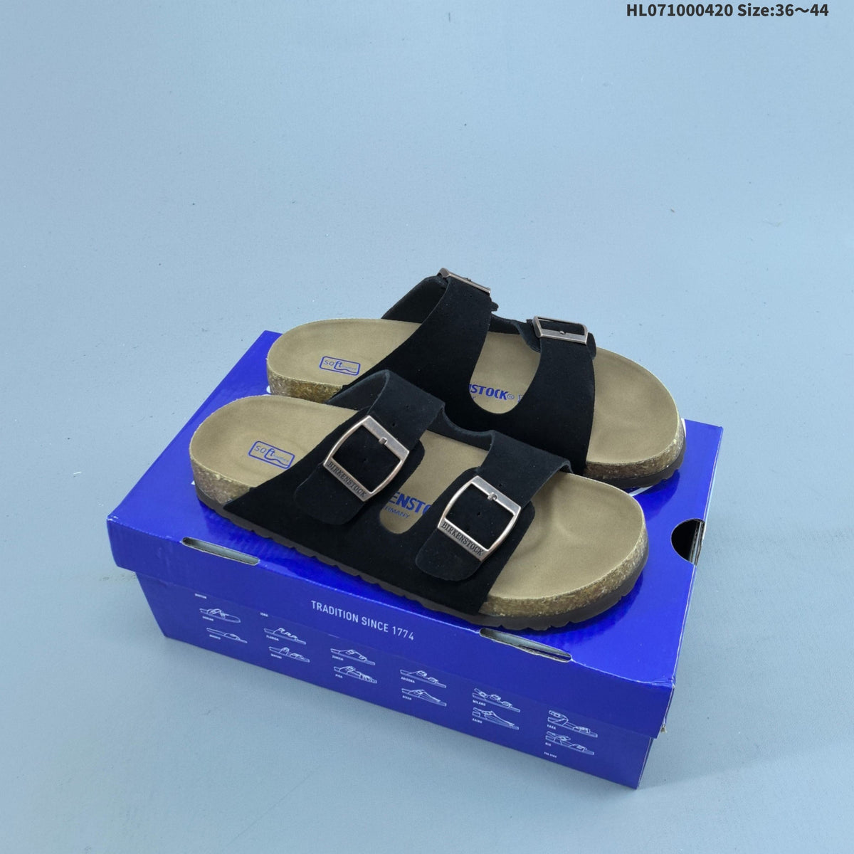 Black Suede Birkenstock Zurich Two-Strap Sandals - product image from the listing.