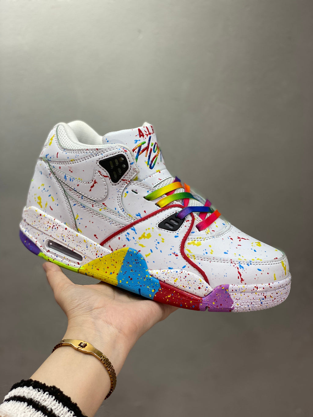 White Multicolor Nike Air Flight 89 High-Top Sneakers - product image from the listing.