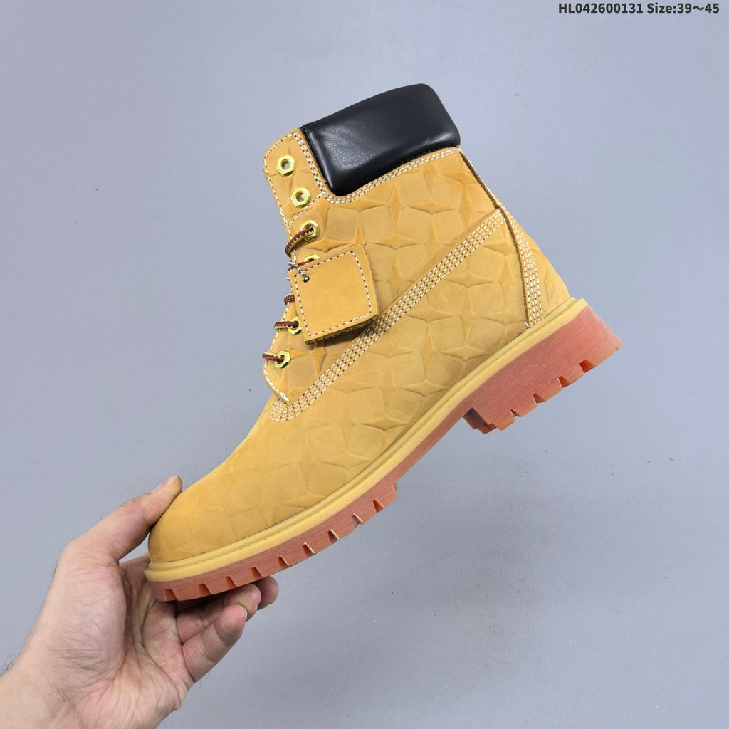 Embossed Leather-Style Lace-Up Boots by Timberland - product image from the listing.