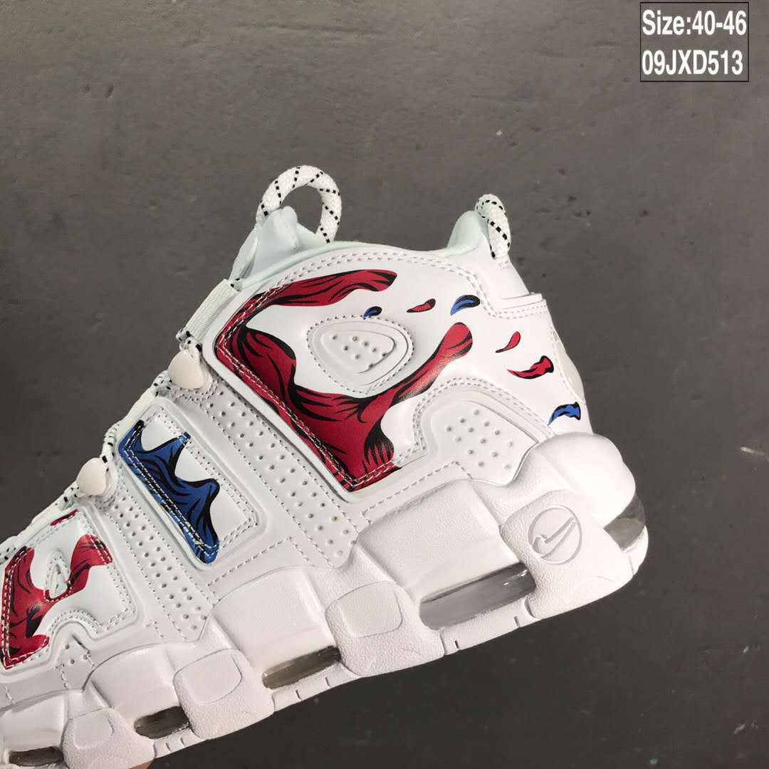 Nike Air More Uptempo Sneakers in White Blue Red 09JXD513 - product image from the listing.