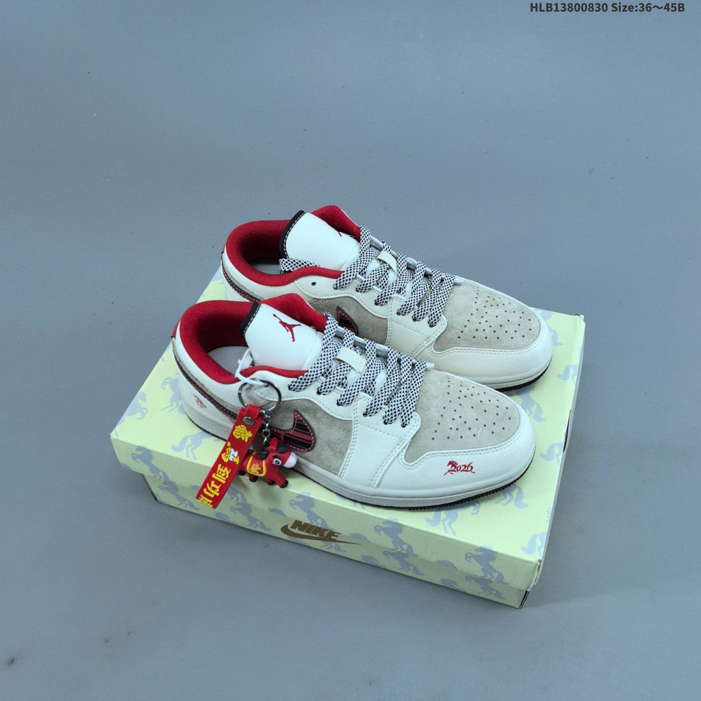 Nike Air Jordan 1 Low Sneakers in White, in Navy and Red - product image from the listing.