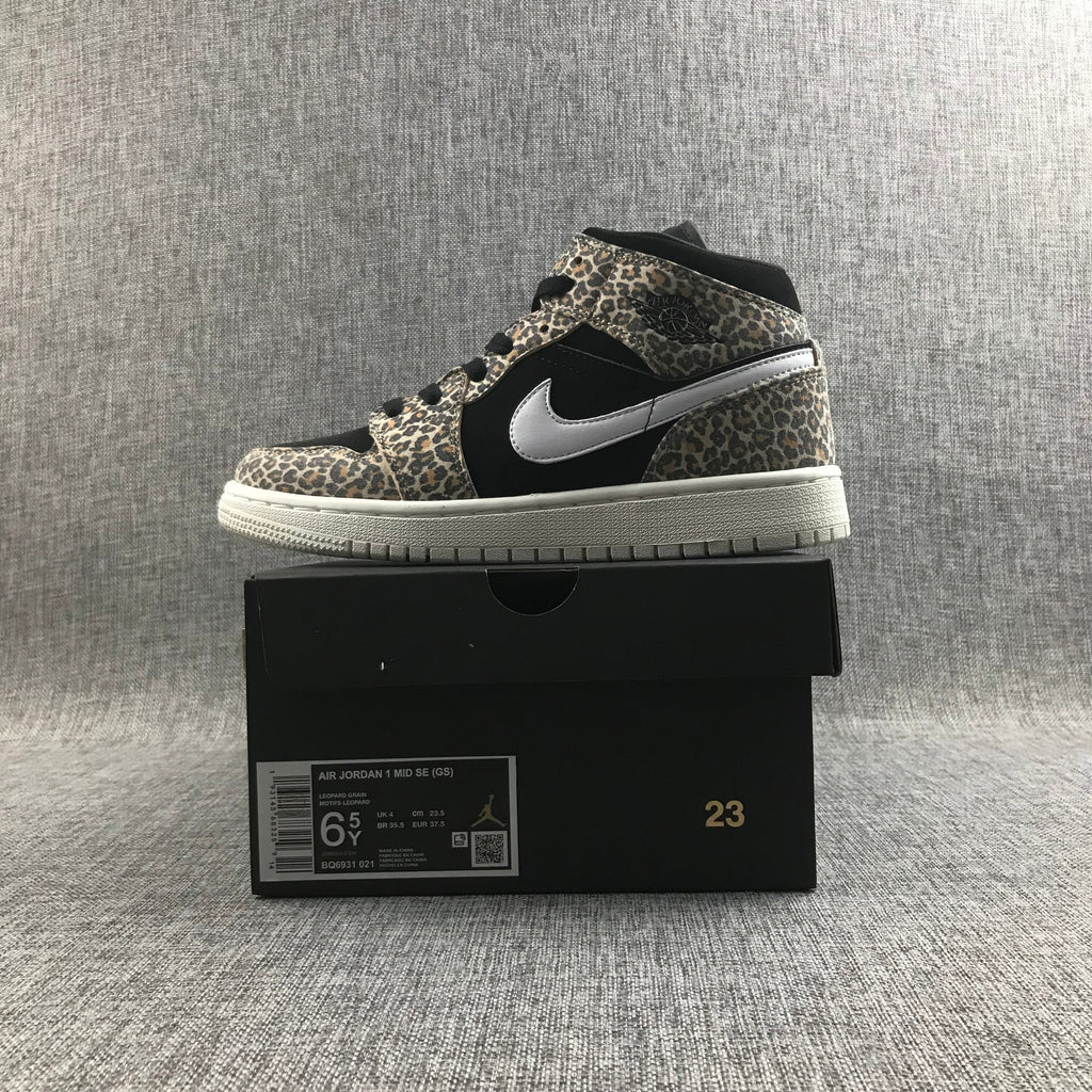Leopard Print Sneakers - Air Jordan 1 Mid SE GS BQ6931-021 - product image from the listing.