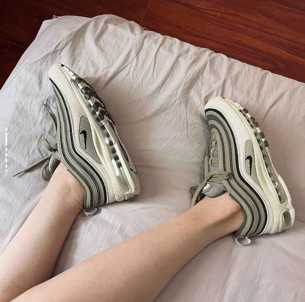 Sneakers, Olive Green and White, - Nike Air Max 97 FB9619-002 - product image from the listing.