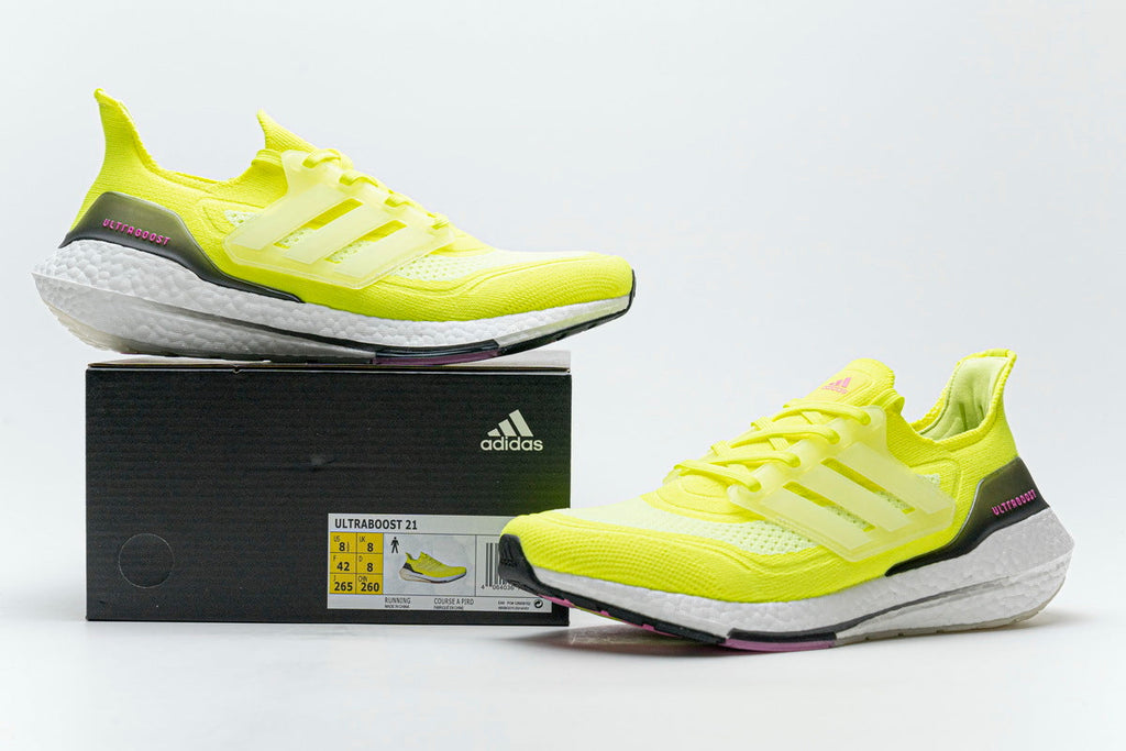 Hi-Vis Yellow - adidas Ultraboost 21 Running Shoes - product image from the listing.