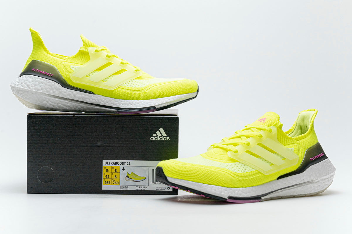 Hi-Vis Yellow - adidas Ultraboost 21 Running Shoes - product image from the listing.