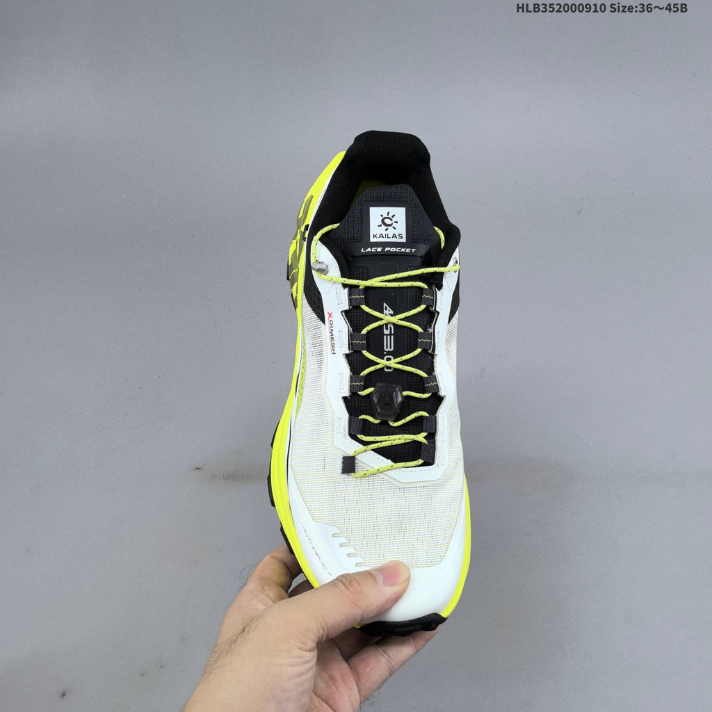 Kailas FUGA EX330 Trail Running Shoes, White and Neon in Yellow - product image from the listing.