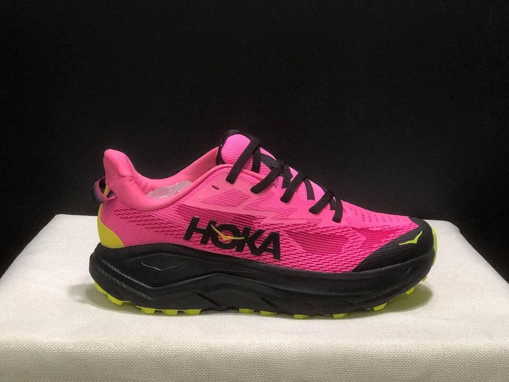 Pink HOKA Challenger 8 Trail Running Shoes - product image from the listing.