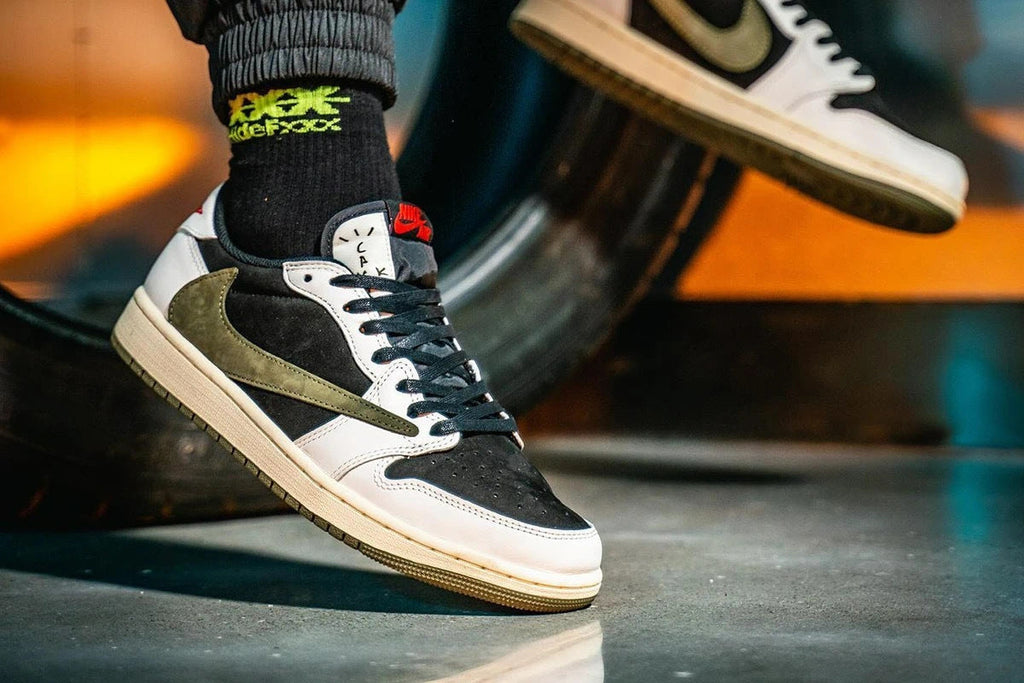 Nike Air Jordan 1 Low Travis Scott Sneakers in Olive DZ4137-106 - product image from the listing.