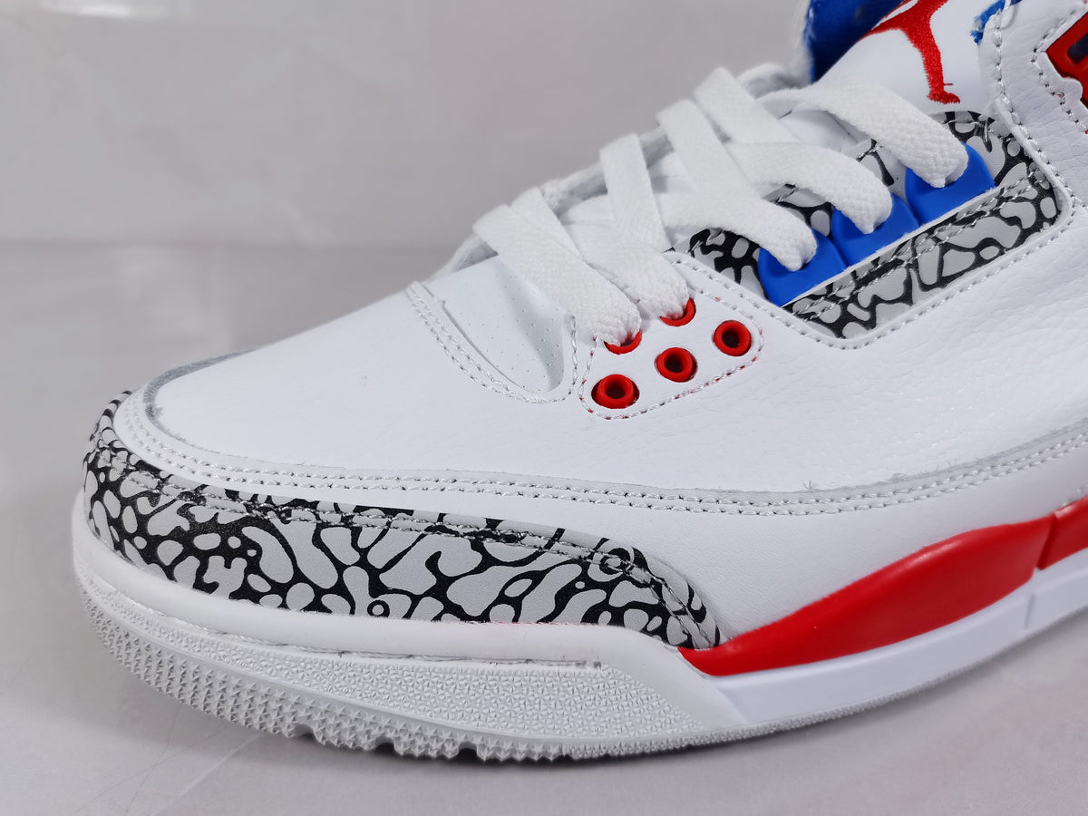 Jordan 3 Retro Sneakers in White Red Blue - product image from the listing.