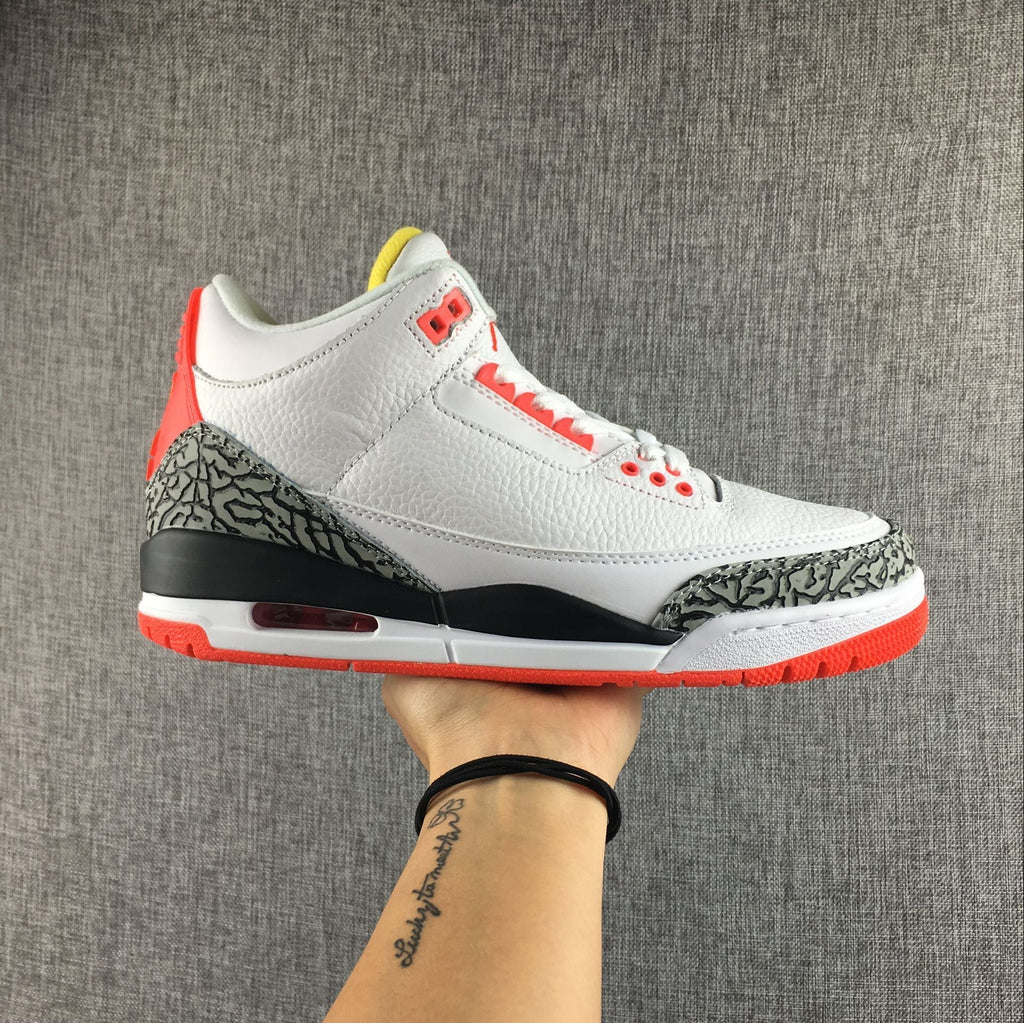 Air Jordan 3 White, High-Top Sneakers in Red and Black - product image from the listing.