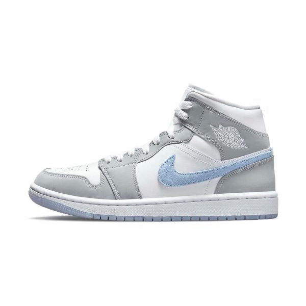Women's Air Jordan 1 Mid "Wolf Grey Aluminum" - product image from the listing.