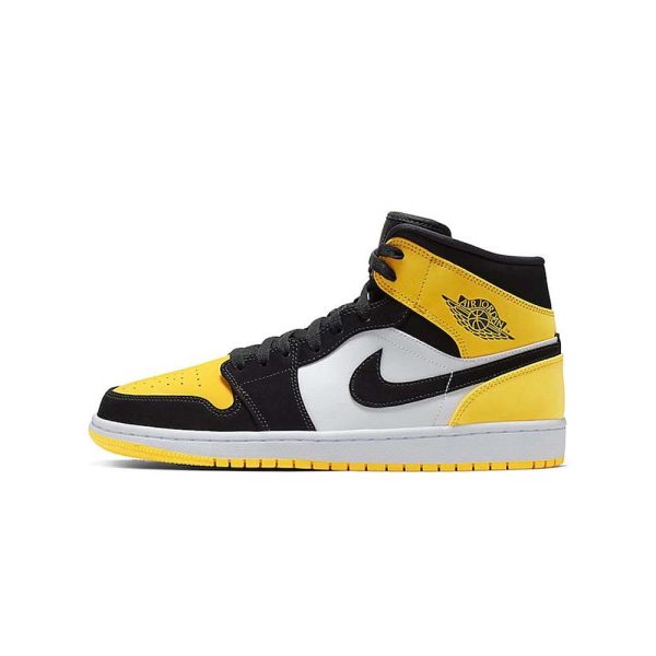 Air Jordan 1 Mid Yellow Toe in Black - product image from the listing.