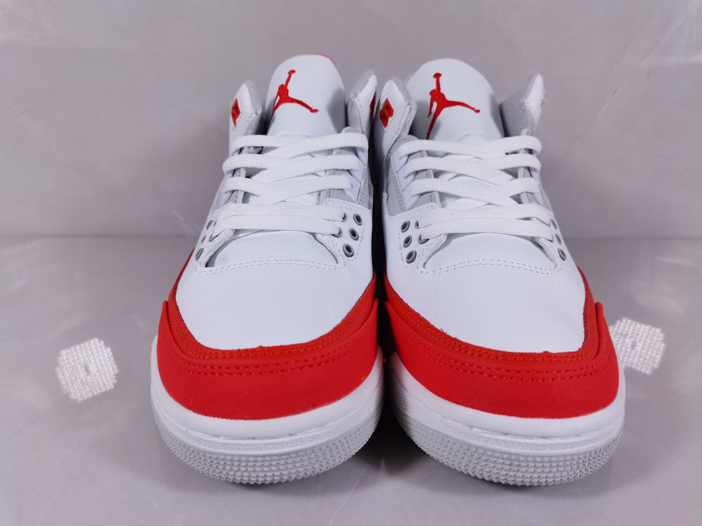 Air Jordan 3 Retro White Red Sneakers - product image from the listing.