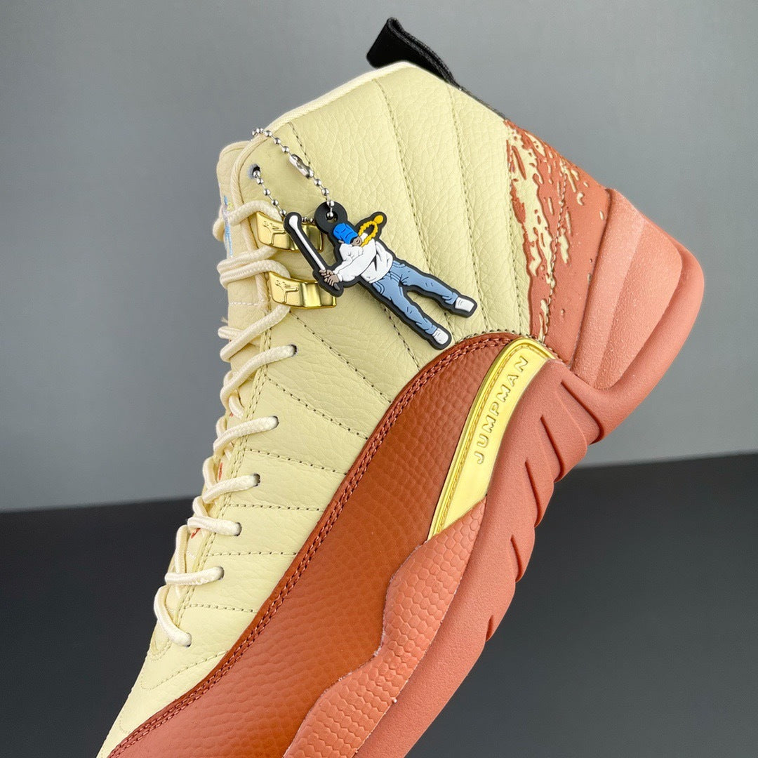 Jordan 12 Retro Eastside Golf Sneakers in Cream Brown DV1758-108 - product image from the listing.