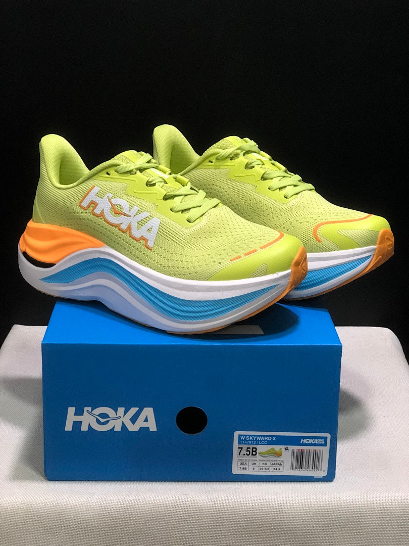 Lime Green HOKA Skyward X Running Shoes - product image from the listing.