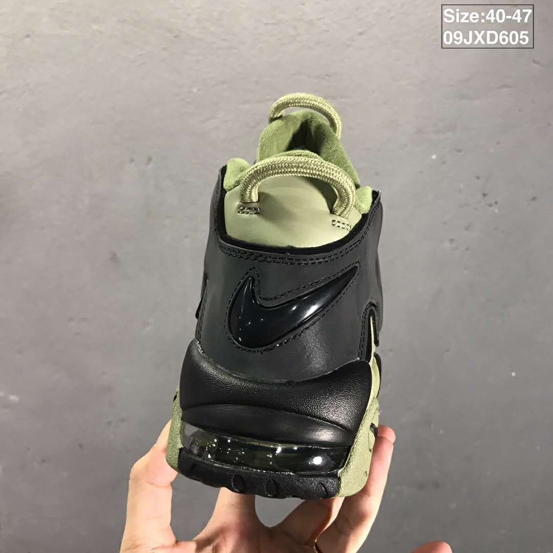 Olive and Black Nike Air More Uptempo Sneakers - product image from the listing.