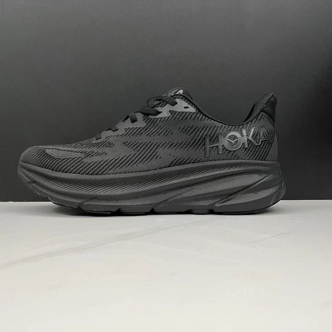 HOKA Clifton 9 Running Shoes in Black - product image from the listing.