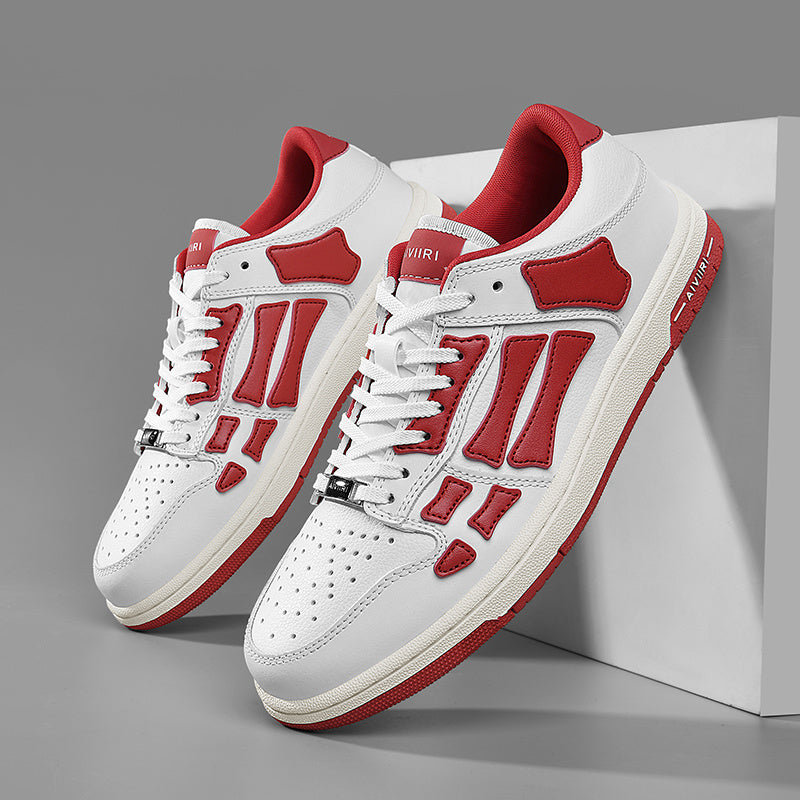 AIVIIRI Low-Top Sneakers in White and Red MFS003-124 - product image from the listing.