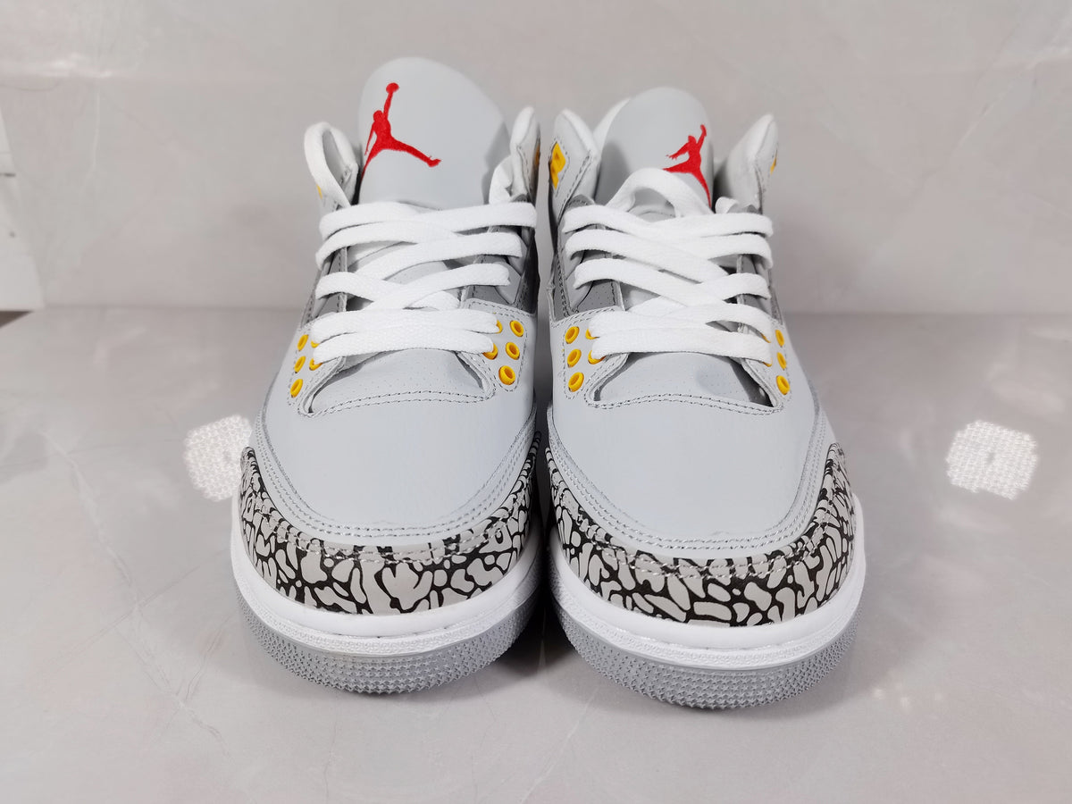 Air Jordan 3 Retro White Grey Orange Sneakers - product image from the listing.