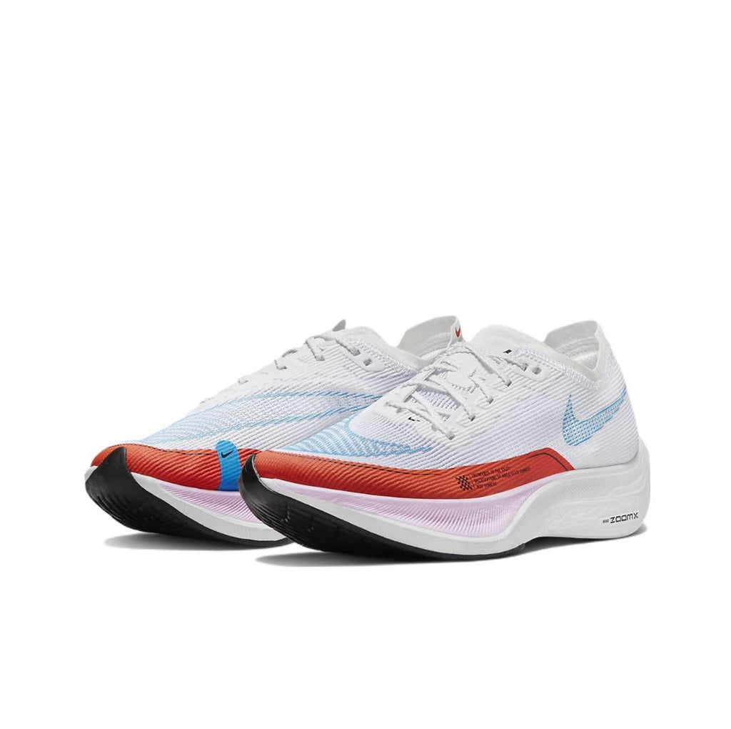 Nike ZoomX Vaporfly NEXT% 2 Running Shoes in White Blue Red CU4123-102 - product image from the listing.