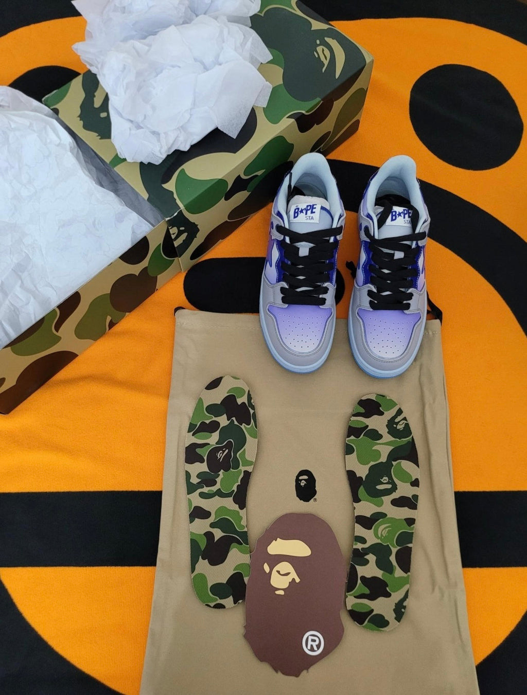 A BATHING APE BAPE SK8 STA Blue Gradient Trainers W291002 - product image from the listing.