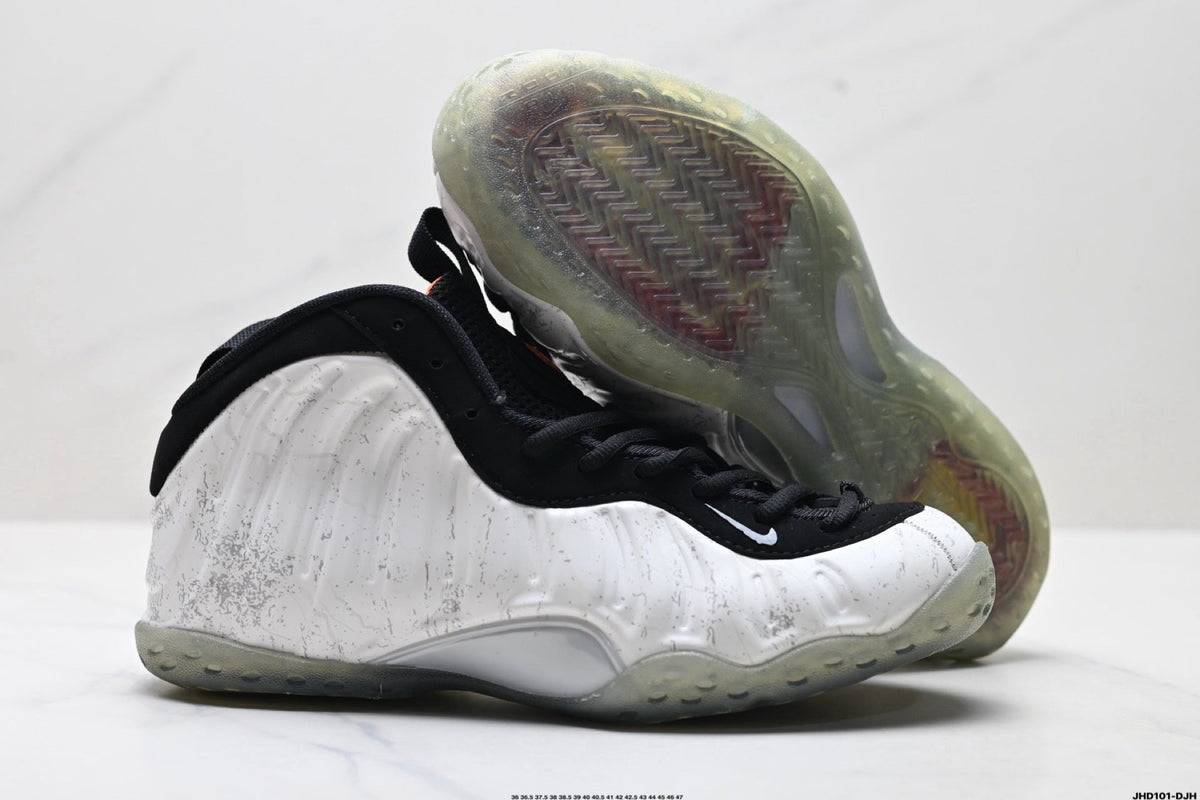 Nike Air Foamposite One Penny Sneakers in Black White Orange - product image from the listing.
