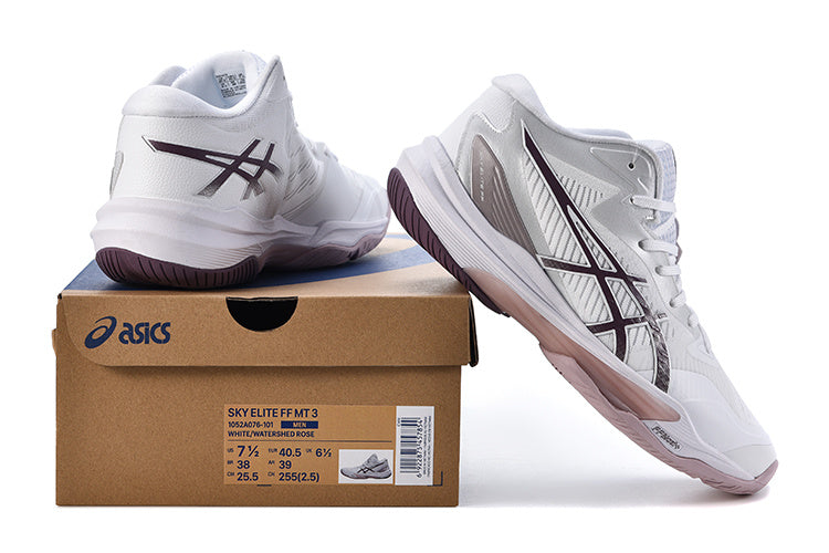 ASICS Sky Elite FF MT 3 White Watershed Rose Volleyball Footwear - product image from the listing.