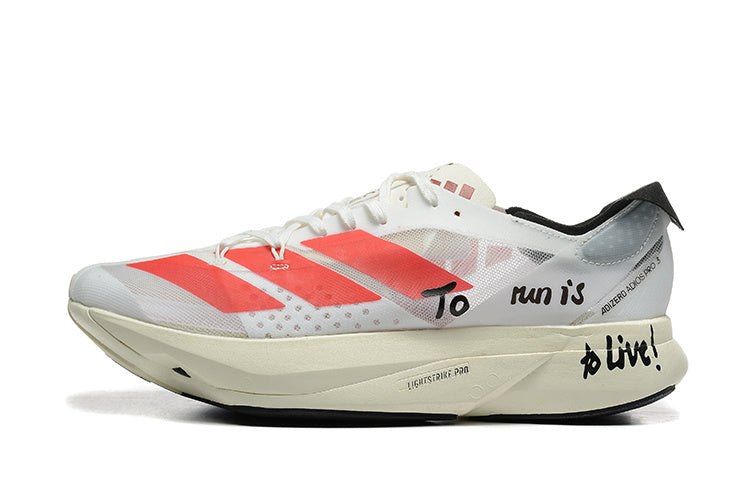 Adidas Adizero Adios Pro 3 Running Shoes in White Red - product image from the listing.