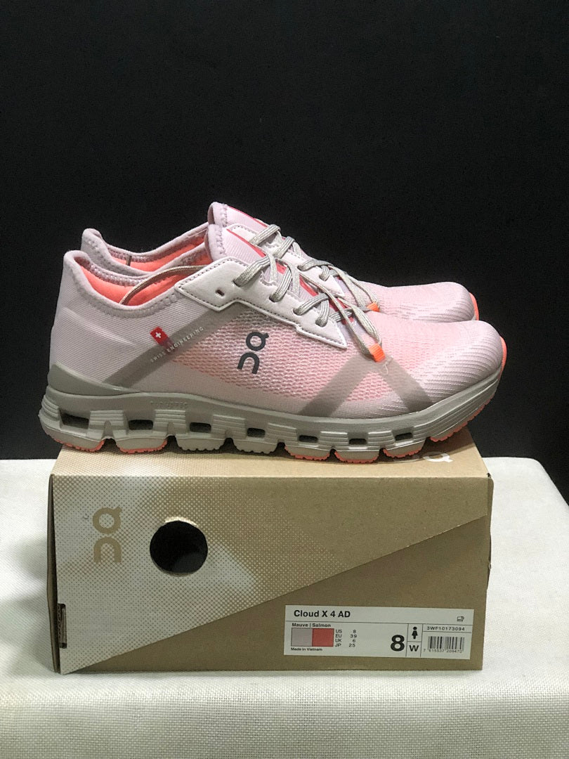 Pink and Gray On Cloud X 4 AD Sneakers - product image from the listing.
