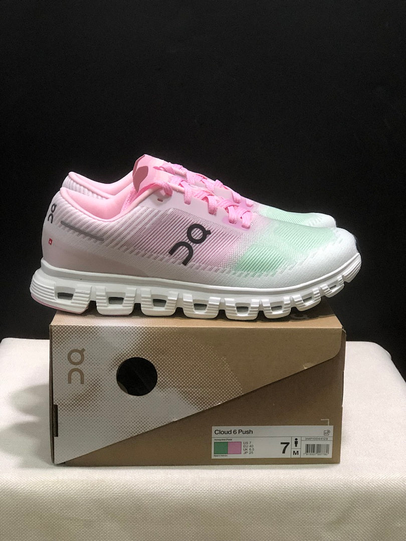 On Cloud 6 Push Sneakers in Pink, in Green and White - product image from the listing.