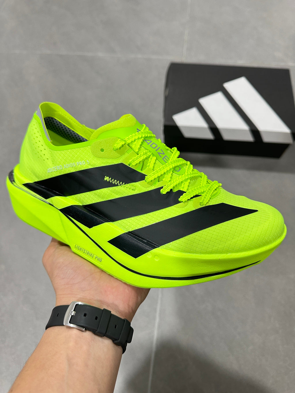 Adidas Lightstrike Pro Running Shoes in Neon in Yellow and Black KI8297 - product image from the listing.