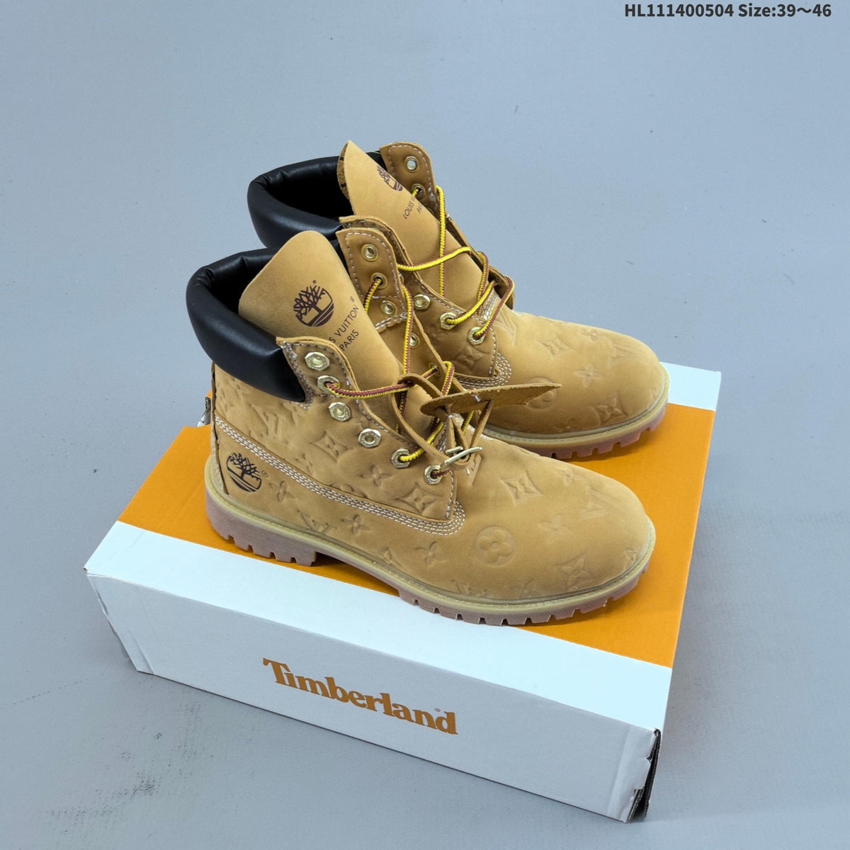 Timberland 6-Inch Style High-Cut Boots, Wheat Monogram - product image from the listing.