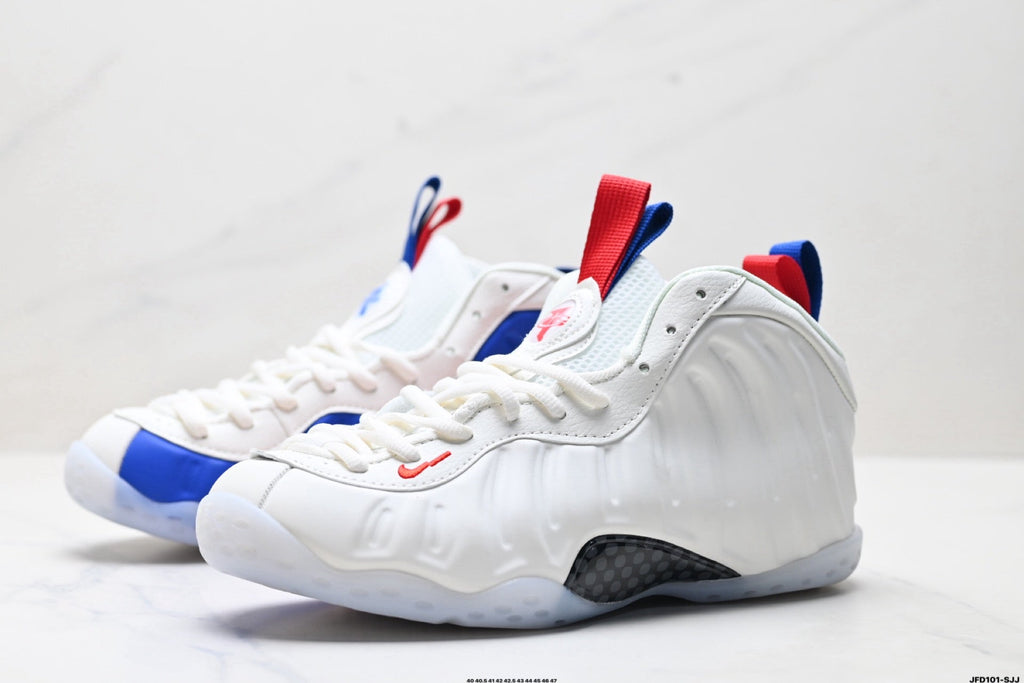 Nike Air Foamposite One Penny Hardaway Sneakers in White Red Blue - product image from the listing.