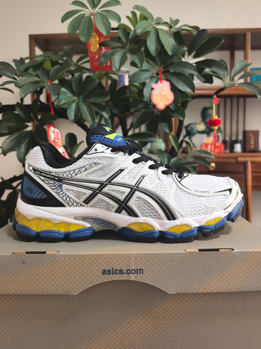ASICS GEL-Quantum 360 Sneakers in White Black Blue - product image from the listing.