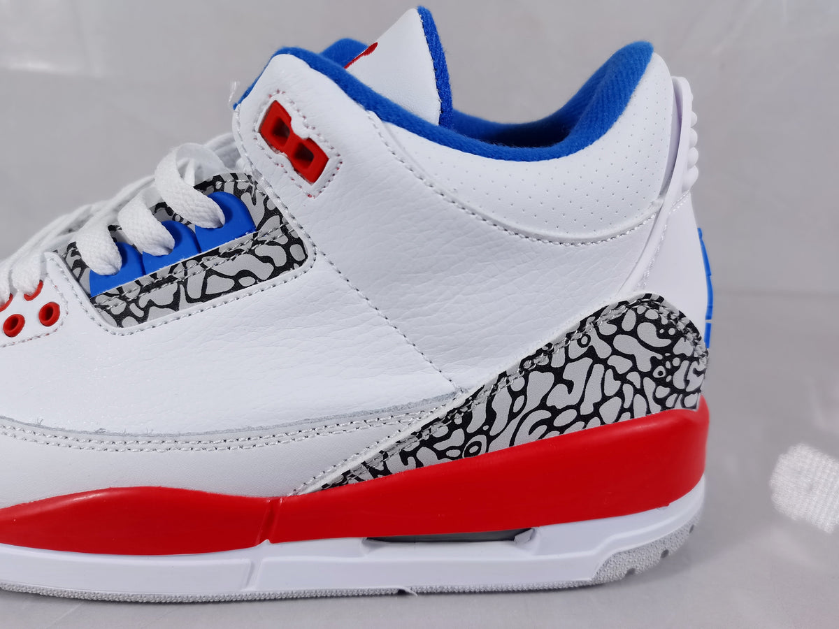 Jordan 3 Retro Sneakers in White Red Blue - product image from the listing.